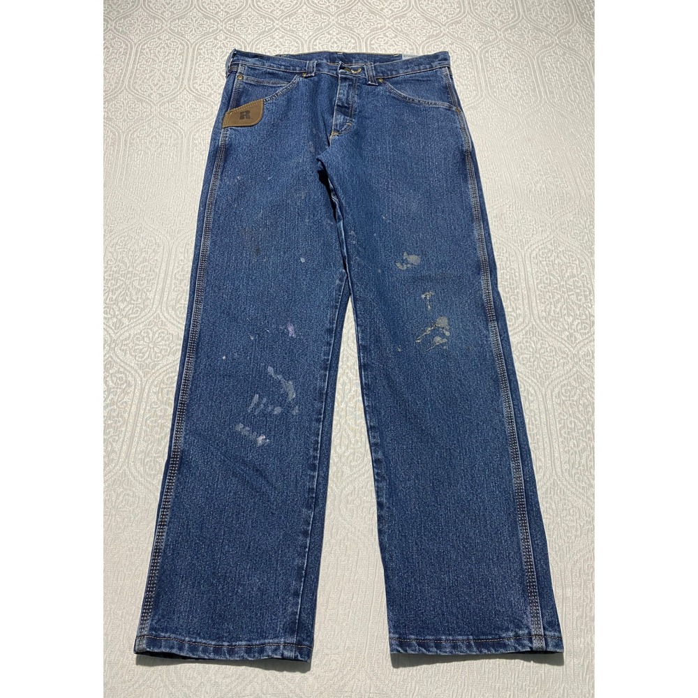 Wrangler Riggs Workwear Carpenter Jeans Mens 34x32 Dark Wash Glue Splatter